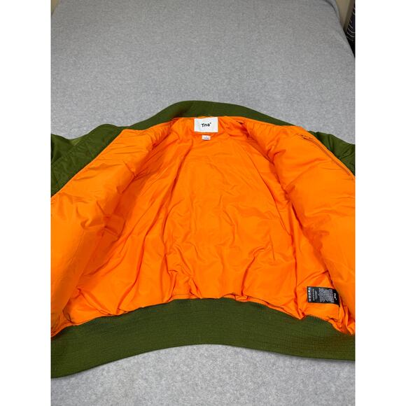 Aritzia TNA Womens Size L Down Tahoe Bomber Jacket Green - Picture 8 of 12